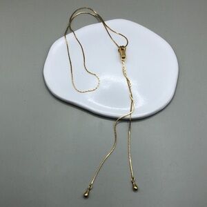 Vintage gold tone chain zipper bolo lariat style long necklace adjustable.